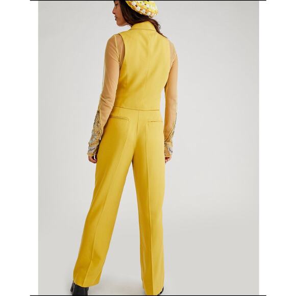 Free People Womens Gabbie Vest Suit Set Yellow Size 14 $308 - Picture 3 of 15